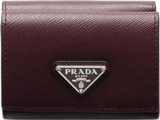 Prada Leren portemonnee met Triangle-logo - Rood