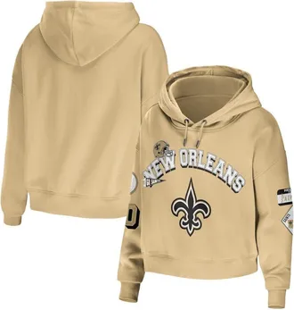 WEAR by Erin Andrews Womens WEAR by Erin Andrews Gold New Orleans Saints Plus Size Modest Cropped Pullover Hoodie at Nordstrom, Size 3X