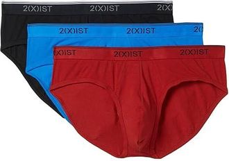 2(x)ist 3-Pack Cotton Stretch No Show Brief Mens Underwear Red/Black/Skydiver : SM, Cotton/Microfiber/Spandex