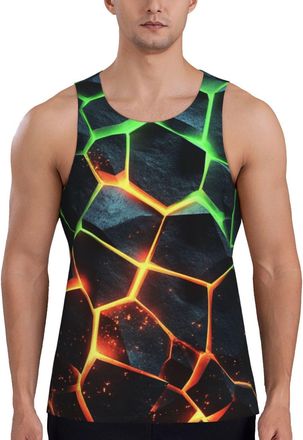 Generic Green Print Mens Tank Tops Breathable Quick Dry Sleeveless Shirt for Beach Workout S-4XL