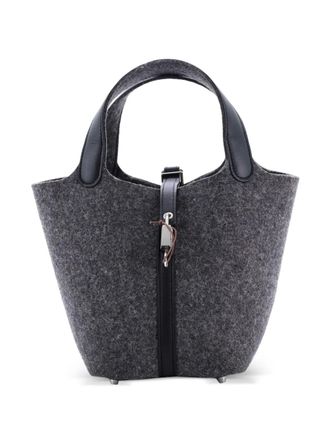 Herm&egrave;s Picotin Lock Bag Felt with Leather PM bucket bag - Nero
