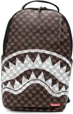 Sprayground Sprayground | Brown And Cream Drip Check Shark Backpack