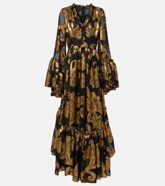 Etro Semi-sheer lamé maxi dress