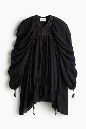 H&M Gecrinkeltes Baumwollkleid - Schwarz