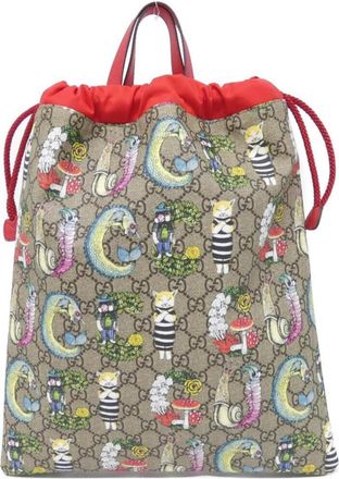 Gucci Beige Red Color Gg Supreme Backpack (Pre-Owned)