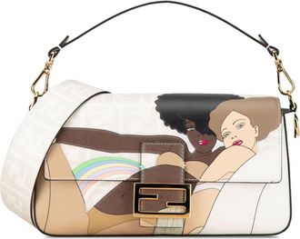 Fendi 2010-2023 Bikini Girls Zucca Baguette satchel - women - Calf Leather/Fabric - One Size - White