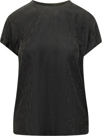 Pinko Kortmouw blouse met ronde hals - Dames - Blouses - Zwart - S - Overhemden