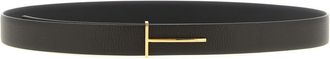 Tom Ford Dark Brown T Buckle Reversible Belt