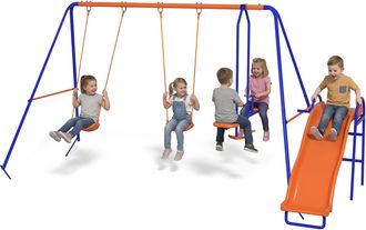 OEM Columpio Infantil 4 En 1 Columpio Para Ni&ntilde;os Con 2 Columpios Individuales 1 Columpio Del Planeador 1 Tobog&aacute;n Multicolor