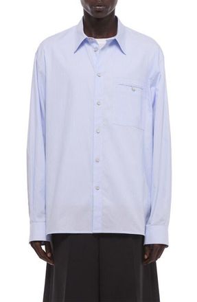 Helmut Lang Relaxed Fit Stripe Button-Up Shirt in Light Blue at Nordstrom, Size Xx-Large