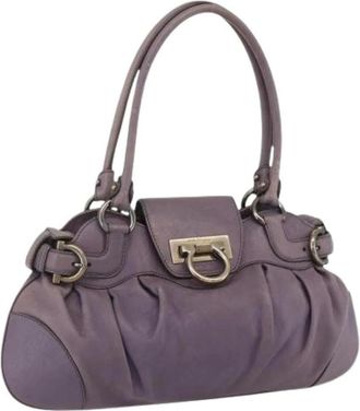 Ferragamo Pre-owned Handbags, female, Purple, Size: ONE SIZE Pre-owned Leather Handbag