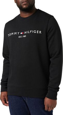 Tommy Hilfiger Mens Tommy Logo Sweatshirt without Hood, Black (Black), S