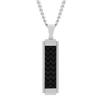 Robert Alton Mens Stainless Steel Black and White Dog Tag Pendant