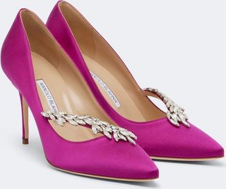 Manolo Blahnik Nadira embellished satin pumps