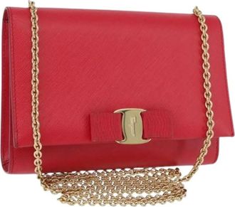 Ferragamo Pre-owned Cross Body Bags, female, Red, Size: ONE SIZE Pre-owned Leather Shoulder Bag