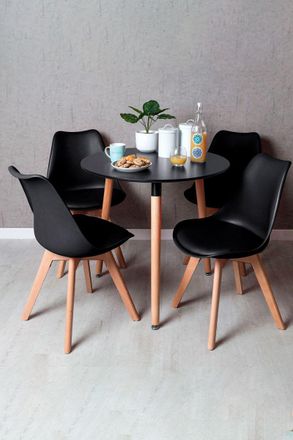 Regalos Miguel Regalos Miguel - Black Friday - Conjunto Mesa Tower Redonda 80 Cm Negra Y Pack 4 Sillas Synk Basic - Negro