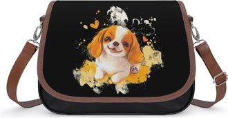 Generic Cute Dog Watercolor Crossbody Bags for Women Fashion Leather Shoulder Handbags With Adjustable Strap