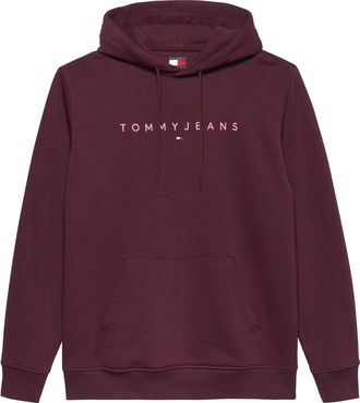 Tommy Jeans Logo Embroidery Drawstring Hoodie - Heren - Hoodies - Rood - S - Katoen - Hoodies & sweatvesten