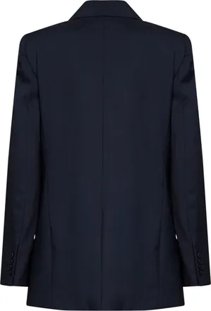 Max Mara Womens Single-Breasted Blazer Mstassenzi Blue Virgin Wool Jacket