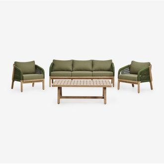 Sklum Sklum - Set da giardino con divano 3 posti, 2 poltrone e tavolino in legno di acacia Dubai