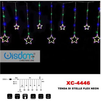 Trade Shop Trade Shop - Tenda Luminosa Natalizia Stelle Neon Luce Multicolor Fissa 8 Giochi Luce Xc-4446