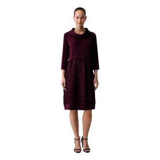 Joseph Ribkoff Jacquard en zijdezachte gebreide Cocoon Jurk - Dames - Casual kleedjes - Paars - XL - Polyester - Kleedjes