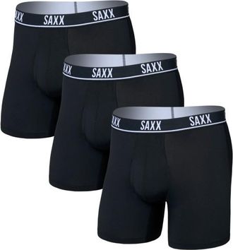 Saxx Essential Performance Mesh Boxer Brief Fly 3-Pack Alltagsunterw&auml;sche f&uuml;r Herren | schwarz