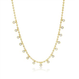 The Lovery Beaded CZ Dangle Necklace 14K Gold Plated Sterling Silver
