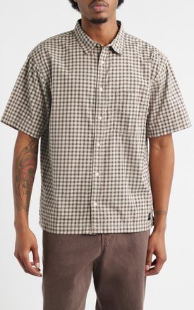 Vans Larkspur Mini Plaid Button-Up Shirt in Oatmeal-Demitasse at Nordstrom, Size Xx-Large