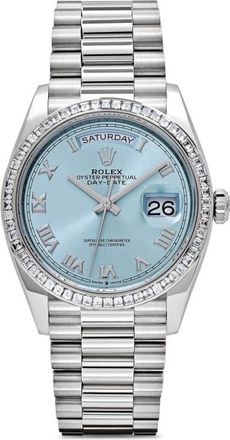 Rolex 2024 Day-Date 36mm - unisex - Platinum/glass/Diamond - One Size - Blue