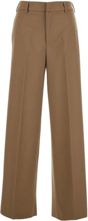 Pantaloni Torino Broeken, Dames, Beige, 2Xs, Wol, Beige Wijde Broek met Elastische Riem
