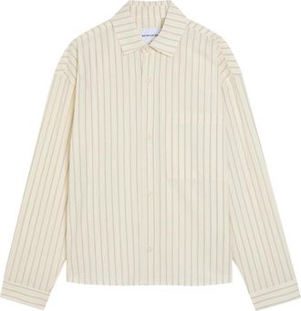 Mki Miyuki Zoku Striped Textured Cotton Shirt - Off White - XL
