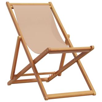 vidaXL Vidaxl - Sedia Da Spiaggia Pieghevole Tortora Legno Eucalipto E Tessuto