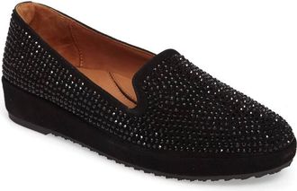 L'Amour Des Pieds Womens Correze Embellished Loafer In Black Suede