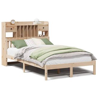 Berkfield Home Bookcase Bed without Mattress 135x190 cm Double Solid Wood Pine in Light Brown