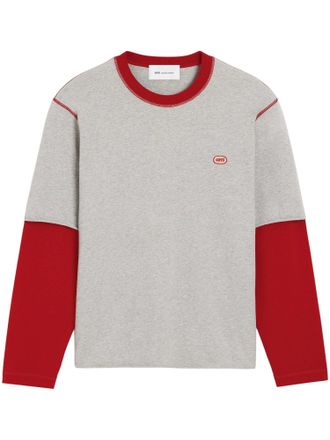 Ami Double Sleeve T-Shirt with Distinctive Oval Patch