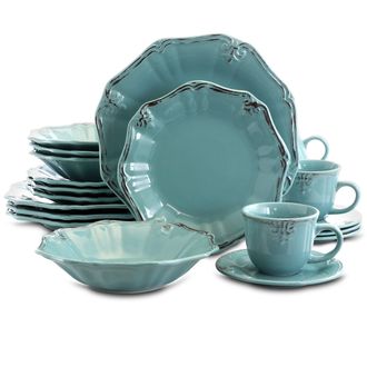 Elama Fleur De Lys 20-Piece Dinnerware Set, Service for 4