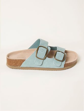 Fat Face FatFace Meldon Green Haze Leather Footbed Sandal