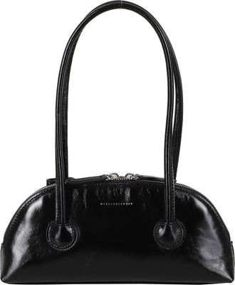 Margesherwood Black Bessette Embossed Logo Double Handle Leather Shoulder Bag