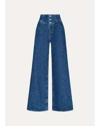 L'agence Sonja Corseted Wide-Leg Jeans