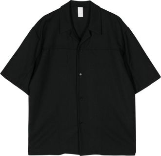 Attachment short-sleeve wool shirt - men - Wool - 5 - Black