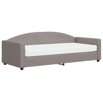 vidaXL Sof&aacute; Cama Con Colch&oacute;n Tela Gris Taupe 90x200 Cm Vidaxl