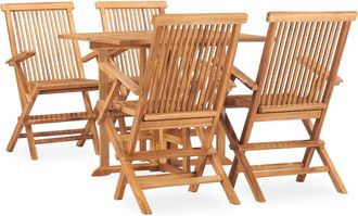 vidaXL 5 Pcs Conjunto De Cenas Plegables Para Teca S&oacute;lida - 342736