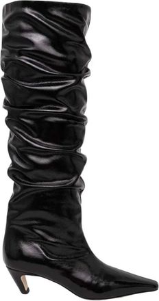 Msgm Msgm, Schoenen, Dames, Zwart, 39 EU, Leer, 55mm Leren Laarzen