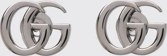 Gucci Orecchini a bottone GG Marmont in ottone cromato con monogramma