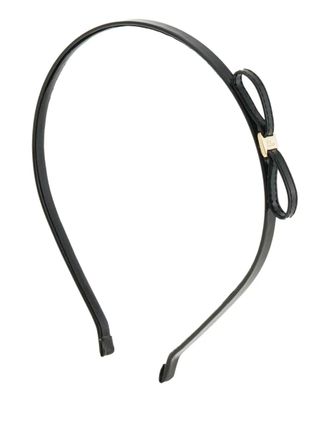 Ferragamo mini-bow headband - women - Calf Leather/Brass - One Size - Black