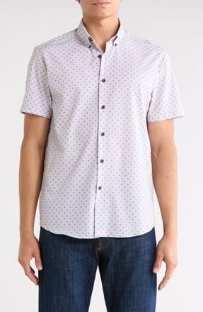 Brooklyn Brigade Polka Dot Woven Short Sleeve Shirt in Metallic Sage at Nordstrom Rack, Size Xx-Large