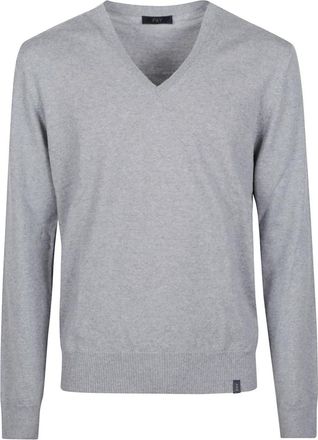 Fay Stijlvolle V-hals Trui - Heren - V-hals truien - Grijs - XL - Truien & Vesten