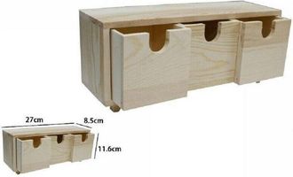 Trade Shop Trade Shop - Porta Oggetti Mini Cassettiera 3 Cassetti Legno Naturale Decoupage 53387a