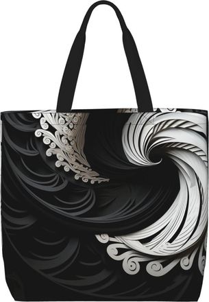 Generic Black And White Image Shoulder Bag Durable Shopper Bag Lightweight Shopping Bags For Work Travel Daily Use